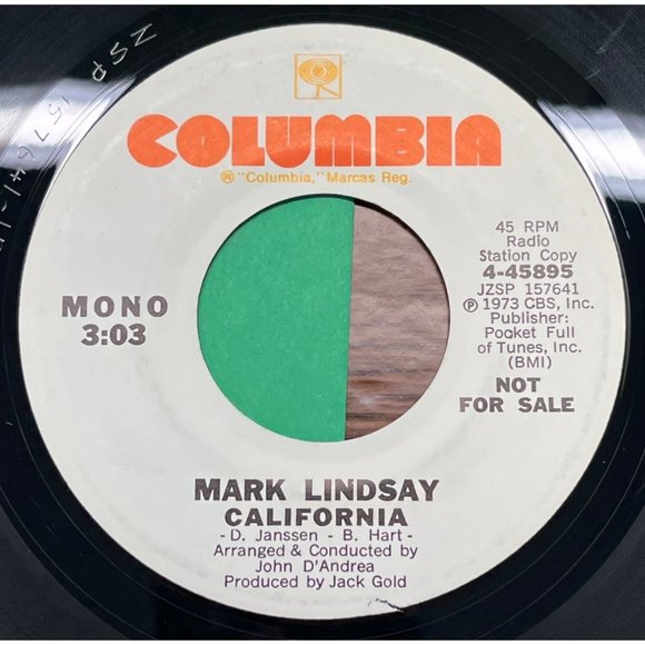 Mark Lindsay California 45 Pop Promo Columbia 4-45895 WLP - Picture 1 of 4